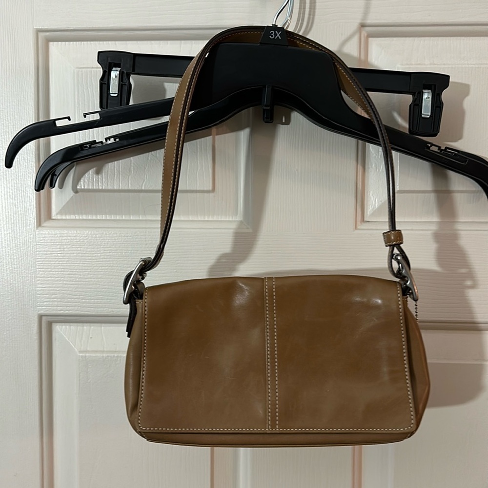 Tan small coach purse
